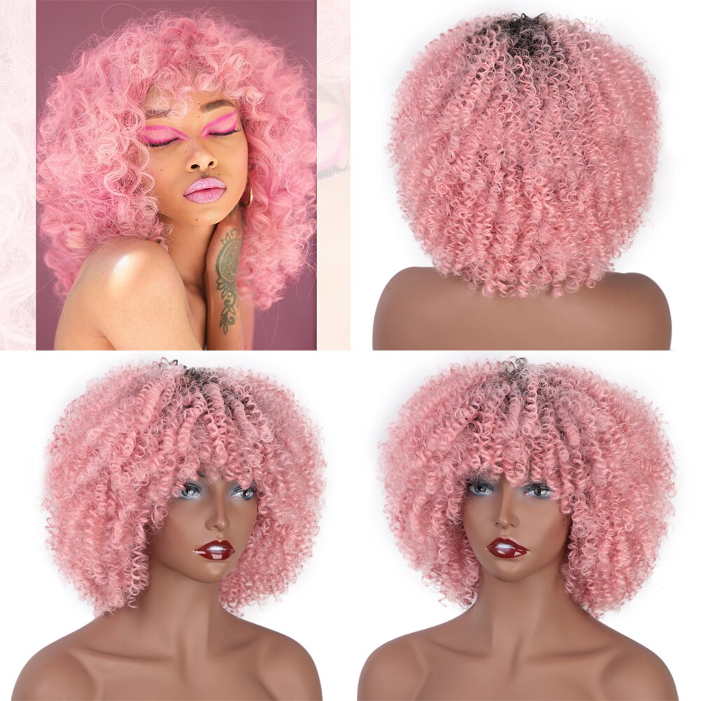 14 pouces Bouclé Perruques Pour Femme Rouge Coiffure Afro Bombe Perruque  Bouclée Avec Franges Synthétique Fibre Sans Colle Long Crépue Bouclée  Cheveux, Mode en ligne